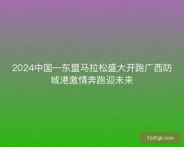 2024中国—东盟马拉松盛大开跑广西防城港激情奔跑迎未来