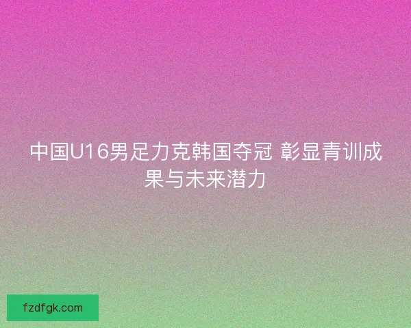 中国U16男足力克韩国夺冠 彰显青训成果与未来潜力