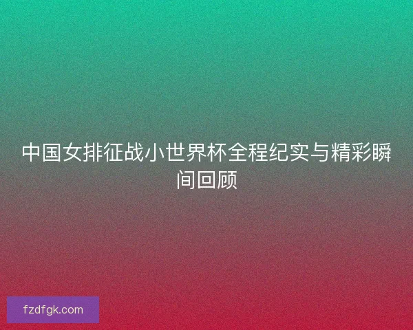 中国女排征战小世界杯全程纪实与精彩瞬间回顾